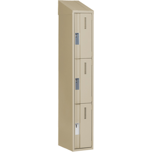 Concorde Heavy-Duty Lockers, 3 -tier, 12" x 18" x 78", Steel, Beige, Welded (Assembled) Cam Industrial