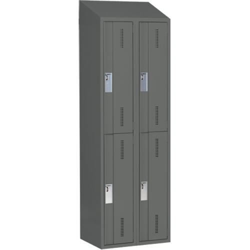 Concorde Heavy-Duty Lockers, 2 -tier, Bank of 2, 24" x 18" x 78", Steel, Charcoal, Welded (Assembled) Cam Industrial