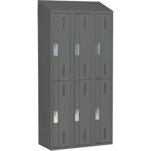Casiers robustes Concorde, 2 niveaux, Bloc de 3, 36" x 18" x 78", Acier, Charbon, Soud&eacute; (assembl&eacute;) Cam Industrial