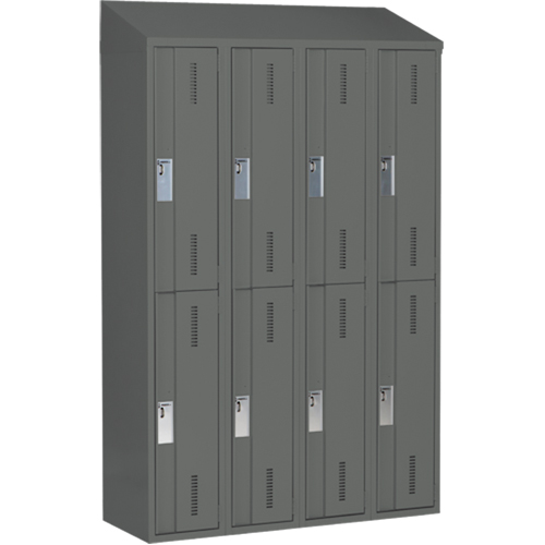 Casiers robustes Concorde, 2 niveaux, Bloc de 4, 48" x 18" x 78", Acier, Charbon, Soud&eacute; (assembl&eacute;) Cam Industrial