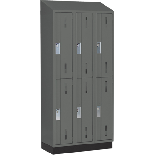 Concorde Heavy-Duty Lockers, 2 -tier, Bank of 3, 36" x 18" x 82", Steel, Charcoal, Welded (Assembled) Cam Industrial