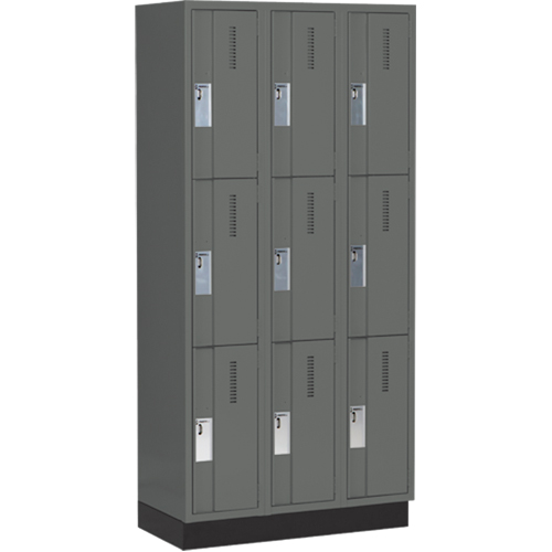 Casiers robustes Concorde, 3 niveaux, Bloc de 3, 36" x 18" x 76", Acier, Charbon, Soud&eacute; (assembl&eacute;) Cam Industrial