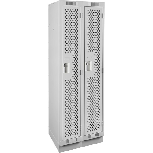 Clean Line Lockers, Bank of 2, 24" x 12" x 76", Steel, Grey, Rivet (Assembled), Perforated Cam Industrial