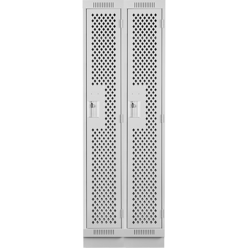 Clean Line Lockers, Bank of 2, 24" x 12" x 76", Steel, Grey, Rivet (Assembled), Perforated Cam Industrial