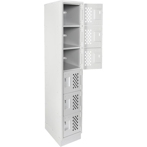 Assembled Lockerettes Clean Line Perforated Economy Lockers, 6 -tier, 18" x 72" x 12", Steel Cam Industrial