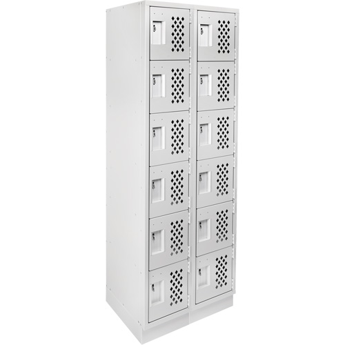Assembled Lockerettes Clean Line Perforated Economy Lockers, 6 -tier, Bank of 2, 18" x 72" x 12", Steel Cam Industrial