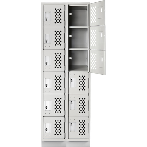Assembled Lockerettes Clean Line Perforated Economy Lockers, 6 -tier, Bank of 2, 18" x 72" x 12", Steel Cam Industrial