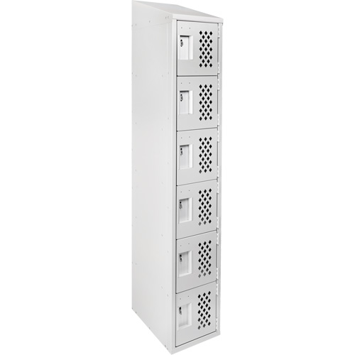 Assembled Lockerettes Clean Line Perforated Economy Lockers, 6 -tier, 18" x 72" x 12", Steel Cam Industrial