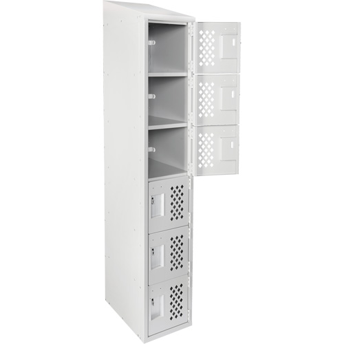 Assembled Lockerettes Clean Line Perforated Economy Lockers, 6 -tier, 18" x 72" x 12", Steel Cam Industrial