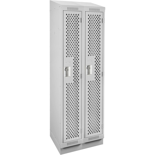 Clean Line Lockers, Bank of 2, 24" x 18" x 82", Steel, Grey, Rivet (Assembled), Perforated Cam Industrial