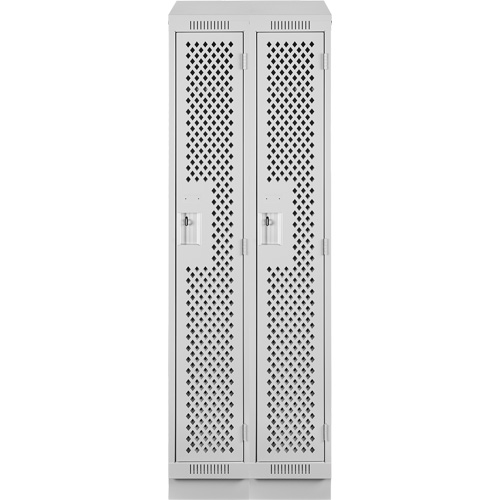 Clean Line Lockers, Bank of 2, 24" x 18" x 82", Steel, Grey, Rivet (Assembled), Perforated Cam Industrial