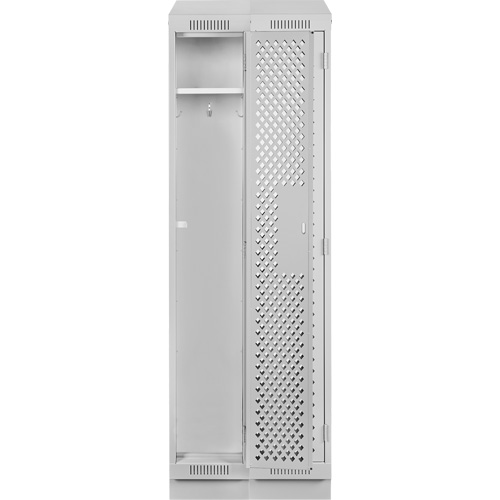 Clean Line Lockers, Bank of 2, 24" x 18" x 82", Steel, Grey, Rivet (Assembled), Perforated Cam Industrial