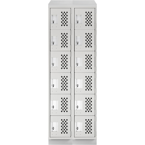 Assembled Lockerettes Clean Line Perforated Economy Lockers, 6 -tier, Bank of 2, 18" x 72" x 12", Steel Cam Industrial