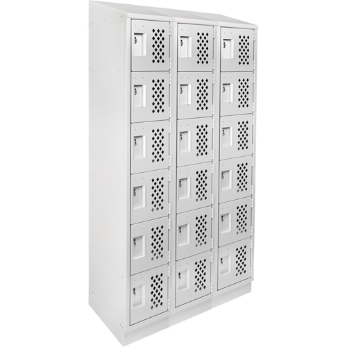 Assembled Lockerettes Clean Line Perforated Economy Lockers, 6 -tier, Bank of 3, 18" x 72" x 12", Steel Cam Industrial