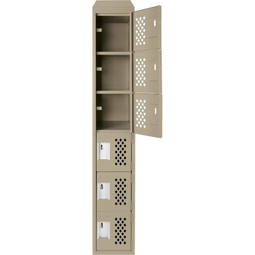 Assembled Lockerettes Clean Line Perforated Economy Lockers, 6 -tier, 18" x 72" x 12", Steel Cam Industrial