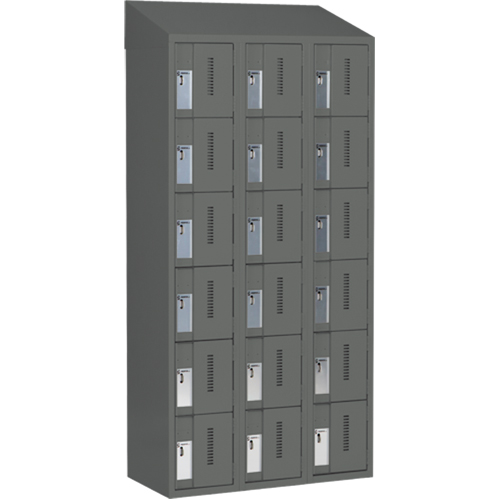 Concorde Heavy-Duty Lockers, 6 -tier, Bank of 3, 36" x 18" x 78", Steel, Charcoal, Welded (Assembled) Cam Industrial