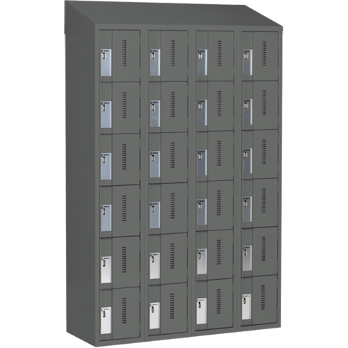 Concorde Heavy-Duty Lockers, 6 -tier, Bank of 4, 48" x 18" x 78", Steel, Charcoal, Welded (Assembled) Cam Industrial