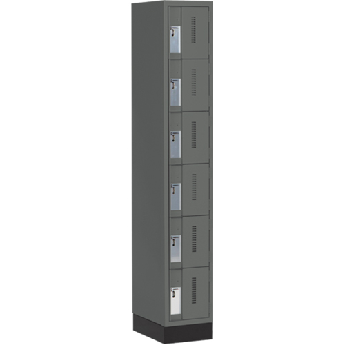 Concorde Heavy-Duty Lockers, 6 -tier, 12" x 18" x 76", Steel, Charcoal, Welded (Assembled) Cam Industrial