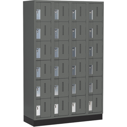 Concorde Heavy-Duty Lockers, 6 -tier, Bank of 4, 48" x 18" x 76", Steel, Charcoal, Welded (Assembled) Cam Industrial