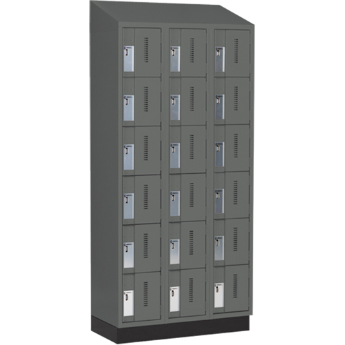 Concorde Heavy-Duty Lockers, 6 -tier, Bank of 3, 36" x 18" x 82", Steel, Charcoal, Welded (Assembled) Cam Industrial