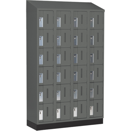 Concorde Heavy-Duty Lockers, 6 -tier, Bank of 4, 48" x 18" x 82", Steel, Charcoal, Welded (Assembled) Cam Industrial