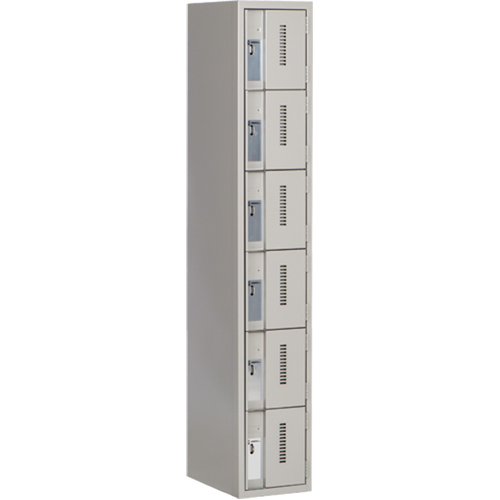 Concorde Heavy-Duty Lockers, 6 -tier, 12" x 18" x 72", Steel, Grey, Welded (Assembled) Cam Industrial