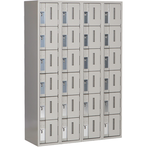 Concorde Heavy-Duty Lockers, 6 -tier, Bank of 4, 48" x 18" x 72", Steel, Grey, Welded (Assembled) Cam Industrial