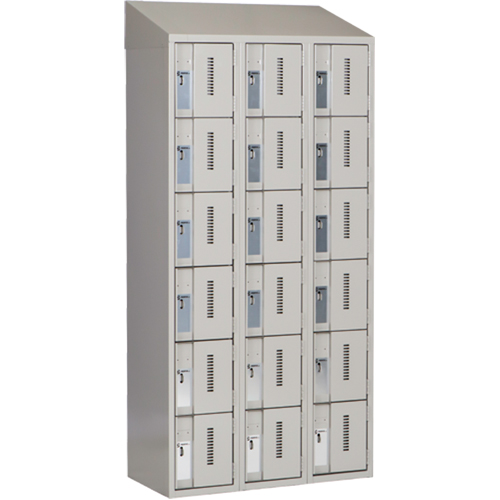 Concorde Heavy-Duty Lockers, 6 -tier, Bank of 3, 36" x 18" x 78", Steel, Grey, Welded (Assembled) Cam Industrial