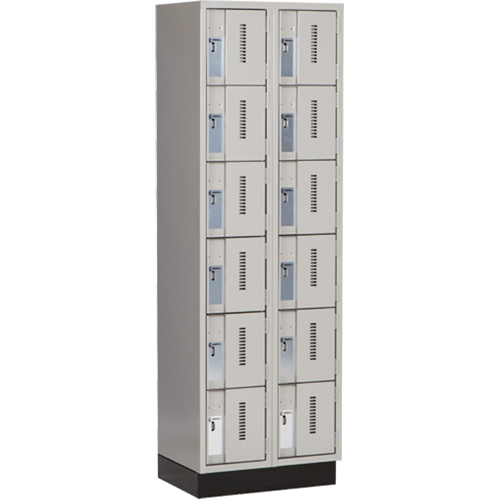 Concorde Heavy-Duty Lockers, 6 -tier, Bank of 2, 24" x 18" x 76", Steel, Grey, Welded (Assembled) Cam Industrial