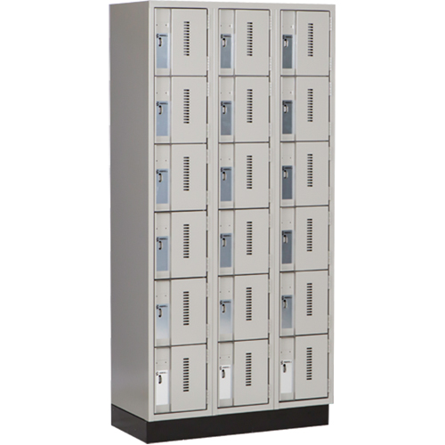 Concorde Heavy-Duty Lockers, 6 -tier, Bank of 3, 36" x 18" x 76", Steel, Grey, Welded (Assembled) Cam Industrial