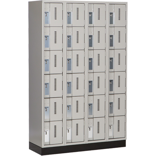 Concorde Heavy-Duty Lockers, 6 -tier, Bank of 4, 48" x 18" x 76", Steel, Grey, Welded (Assembled) Cam Industrial