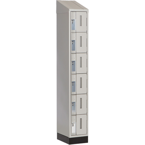Concorde Heavy-Duty Lockers, 6 -tier, 12" x 18" x 82", Steel, Grey, Welded (Assembled) Cam Industrial