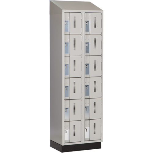 Concorde Heavy-Duty Lockers, 6 -tier, Bank of 2, 24" x 18" x 82", Steel, Grey, Welded (Assembled) Cam Industrial