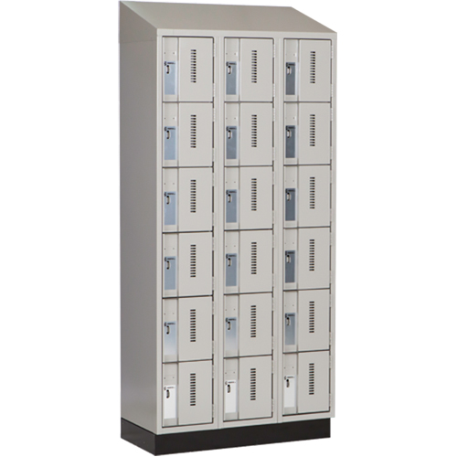 Concorde Heavy-Duty Lockers, 6 -tier, Bank of 3, 36" x 18" x 82", Steel, Grey, Welded (Assembled) Cam Industrial