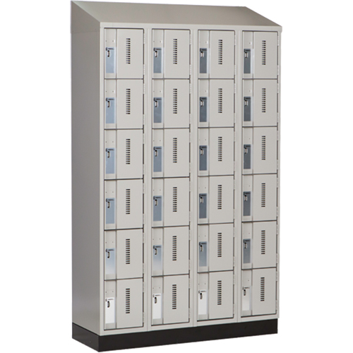 Concorde Heavy-Duty Lockers, 6 -tier, Bank of 4, 48" x 18" x 82", Steel, Grey, Welded (Assembled) Cam Industrial