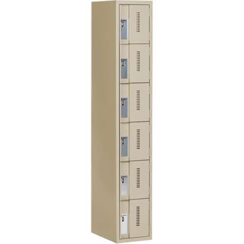 Concorde Heavy-Duty Lockers, 6 -tier, 12" x 18" x 72", Steel, Beige, Welded (Assembled) Cam Industrial