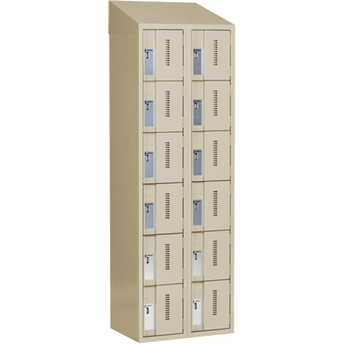 Concorde Heavy-Duty Lockers, 6 -tier, Bank of 2, 24" x 18" x 78", Steel, Beige, Welded (Assembled) Cam Industrial