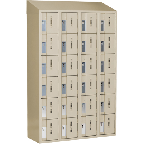 Concorde Heavy-Duty Lockers, 6 -tier, Bank of 4, 48" x 18" x 78", Steel, Beige, Welded (Assembled) Cam Industrial