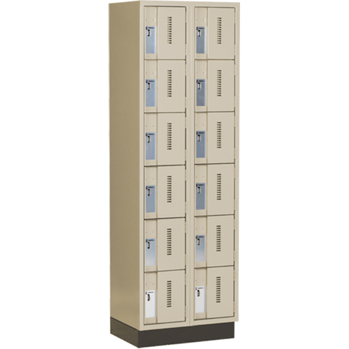 Concorde Heavy-Duty Lockers, 6 -tier, Bank of 2, 24" x 18" x 76", Steel, Beige, Welded (Assembled) Cam Industrial
