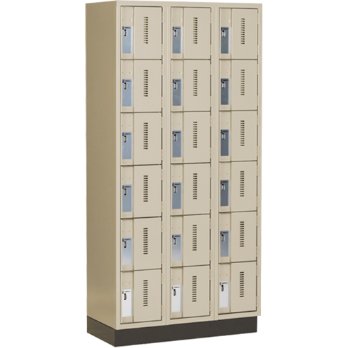 Concorde Heavy-Duty Lockers, 6 -tier, Bank of 3, 36" x 18" x 76", Steel, Beige, Welded (Assembled) Cam Industrial