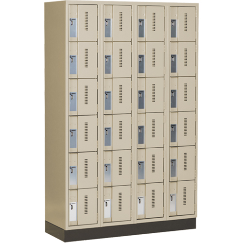 Concorde Heavy-Duty Lockers, 6 -tier, Bank of 4, 48" x 18" x 76", Steel, Beige, Welded (Assembled) Cam Industrial