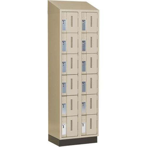 Concorde Heavy-Duty Lockers, 6 -tier, Bank of 2, 24" x 18" x 82", Steel, Beige, Welded (Assembled) Cam Industrial