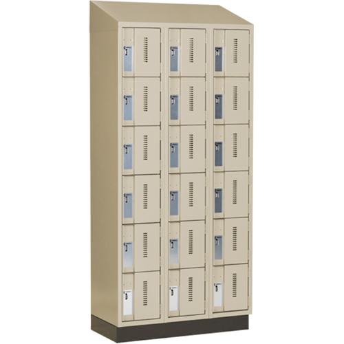 Concorde Heavy-Duty Lockers, 6 -tier, Bank of 3, 36" x 18" x 82", Steel, Beige, Welded (Assembled) Cam Industrial