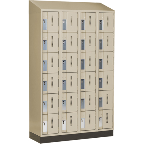 Concorde Heavy-Duty Lockers, 6 -tier, Bank of 4, 48" x 18" x 82", Steel, Beige, Welded (Assembled) Cam Industrial