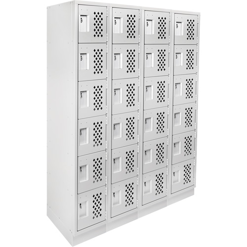 Assembled Clean Line Perforated Economy Lockers, 6 -tier, Bank of 4, 18" x 72" x 12", Steel Cam Industrial
