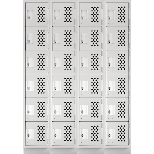 Assembled Clean Line Perforated Economy Lockers, 6 -tier, Bank of 4, 18" x 72" x 12", Steel Cam Industrial