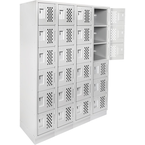 Assembled Clean Line Perforated Economy Lockers, 6 -tier, Bank of 4, 18" x 72" x 12", Steel Cam Industrial