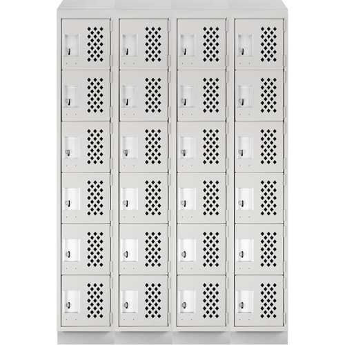 Assembled Clean Line Perforated Economy Lockers, 6 -tier, Bank of 4, 18" x 72" x 12", Steel Cam Industrial
