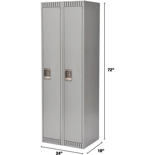 Lockers, Bank of 2, 24" x 18" x 72", Steel, Grey, Rivet (Assembled) Cam Industrial