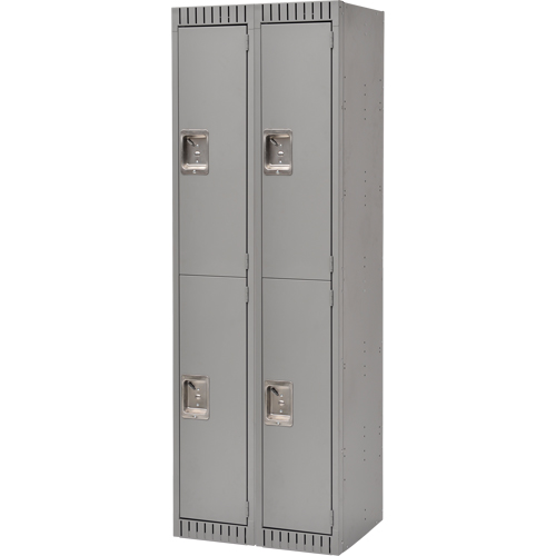 Lockers, 2 -tier, Bank of 2, 24" x 18" x 72", Steel, Grey, Knocked Down Cam Industrial